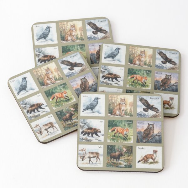 Item preview, Watercolor portraits of 12 Nordic wild animals – Unique designed and sold by Ratatosk-AI.