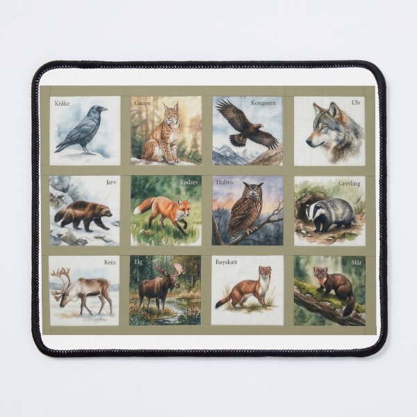 Item preview, Watercolor portraits of 12 Nordic wild animals – Unique designed and sold by Ratatosk-AI.