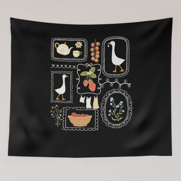 Item preview, Vintage Goose & Strawberries Cottagecore designed and sold by krystalRomanart.