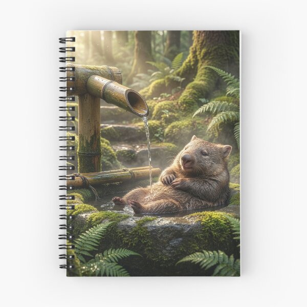 Item preview, Wombat Bathes in Shishi Odoshi Fountain in Forest designed and sold by Tridentulus.