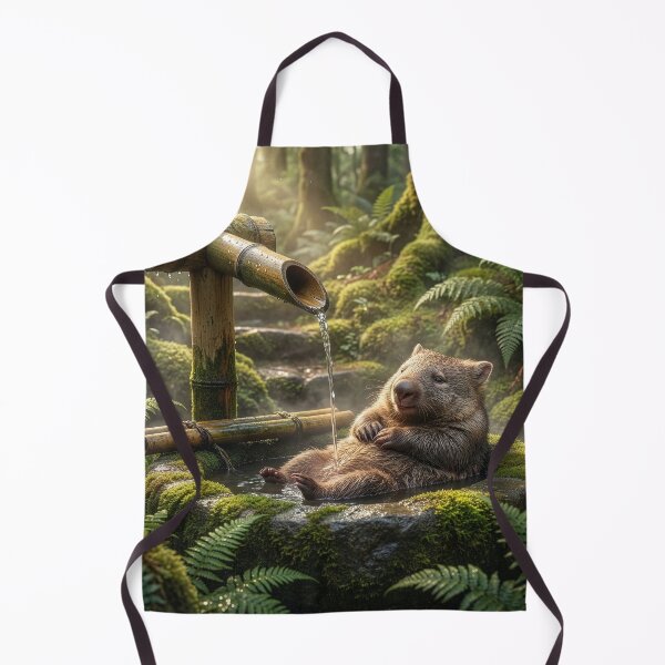 Item preview, Wombat Bathes in Shishi Odoshi Fountain in Forest designed and sold by Tridentulus.