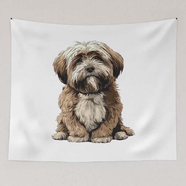 Item preview, Brown and White Lhasa Apso Dog Illustration designed and sold by whyitsme.