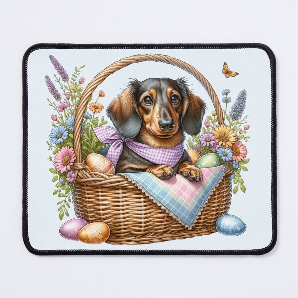 Item preview, Easter Dachshund Dog in Basket Cute Floral Spring Aesthetic designed and sold by Testarossi Designs.