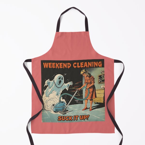 Item preview, Ghostly Weekend Cleaning Retro Poster designed and sold by VantagePrints.