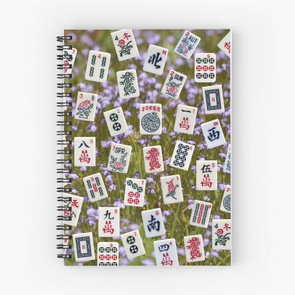 Item preview, Mahjong tiles (symbols) on field of purple Lobelia flowers designed and sold by Zina Stromberg.