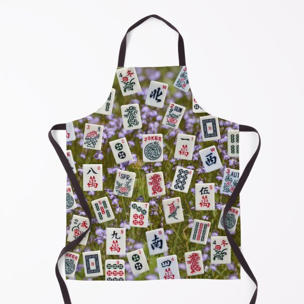 Item preview, Mahjong tiles (symbols) on field of purple Lobelia flowers designed and sold by Zina Stromberg.