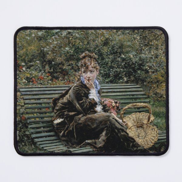 Item preview, Victorian Garden Painting Elegant Woman on Bench Art Lovers designed and sold by RickE.