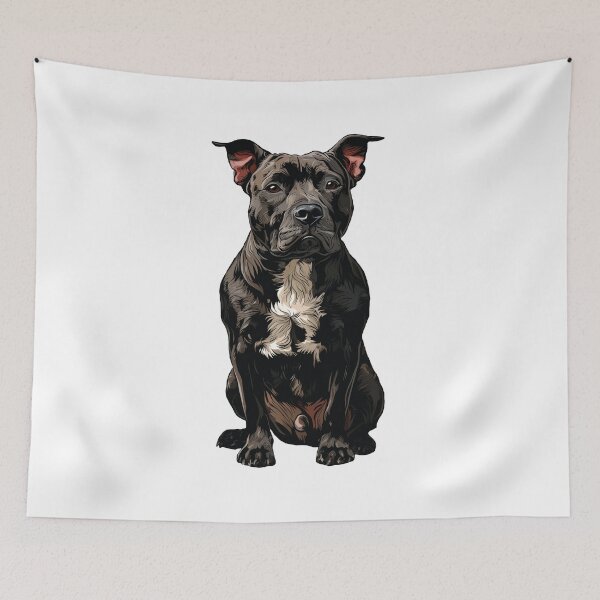 Item preview, Black American Pit Bull Terrier Dog Illustration  designed and sold by whyitsme.