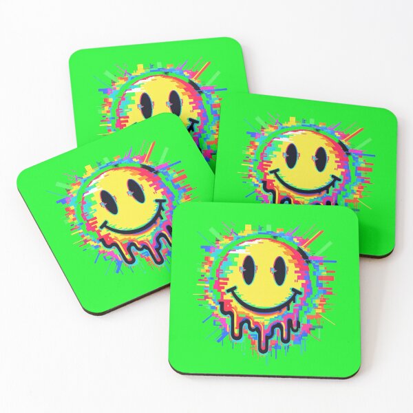 Item preview, Melting Smiley Glitch Design – Neon Cyber Aesthetic for Tees, Stickers & More designed and sold by Bittor18.