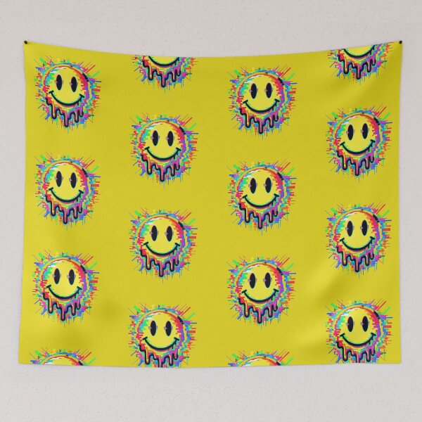 Item preview, Melting Smiley Glitch Design – Neon Cyber Aesthetic for Tees, Stickers & More designed and sold by Bittor18.
