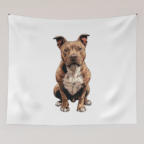 Item preview, Red American Pit Bull Terrier Dog Illustration designed and sold by whyitsme.