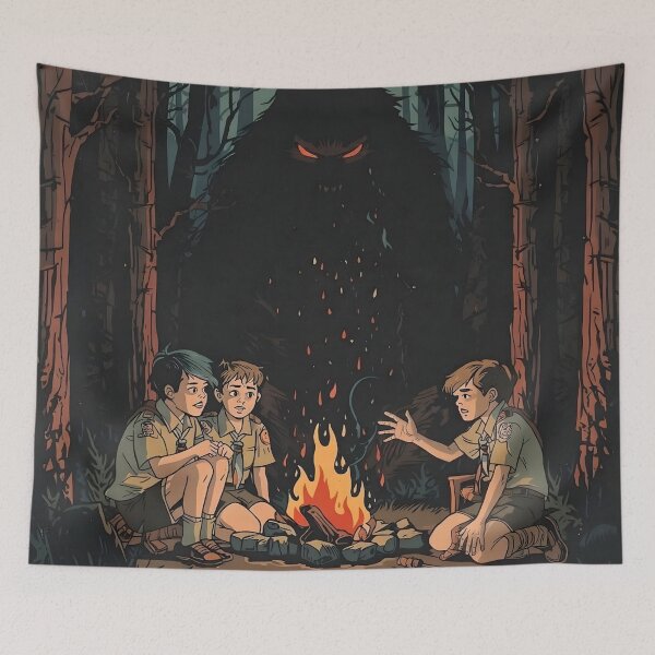 Item preview, Campfire Stories and Bigfoot Illustration designed and sold by VantagePrints.