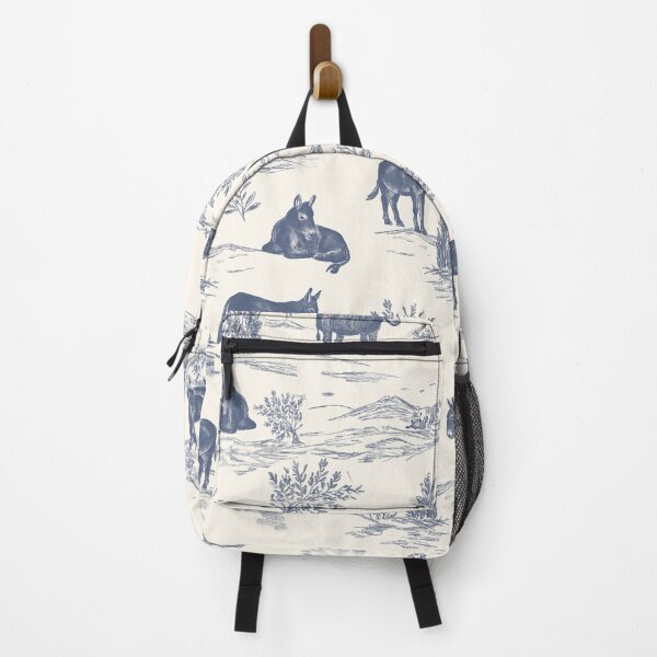 Item preview, Farmhouse blue toile donkey pattern designed and sold by OneStopDonkeyShop.
