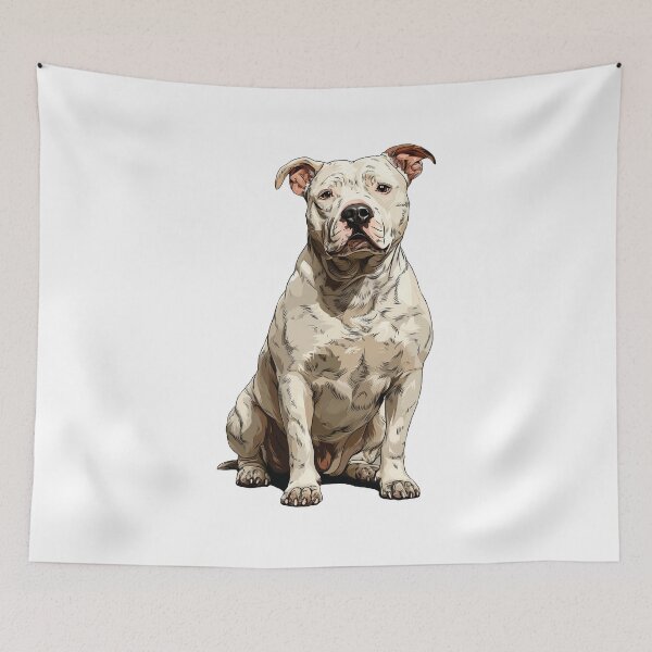 Item preview, White American Pit Bull Terrier Dog Illustration designed and sold by whyitsme.