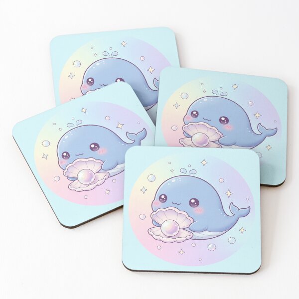 Item preview, Cute Kawaii Whale with Pearl Shell – Adorable Ocean Whale Cartoon designed and sold by LavinyArt.