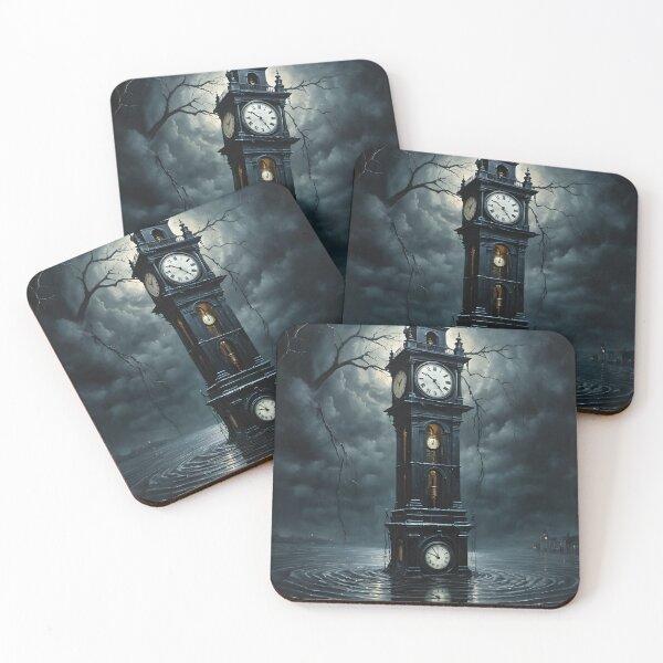 Item preview, Drowning Clocktower — Dark Surrealism Art Print designed and sold by ReliquiaeArt.