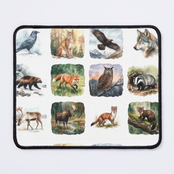 Item preview, Watercolor portraits of 12 Nordic wild animals – Unframed designed and sold by Ratatosk-AI.