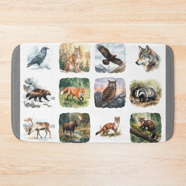 Item preview, Watercolor portraits of 12 Nordic wild animals – Unframed designed and sold by Ratatosk-AI.