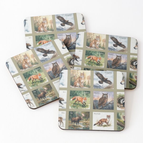 Item preview, Watercolor portraits of 12 Nordic wild animals – Repeated designed and sold by Ratatosk-AI.