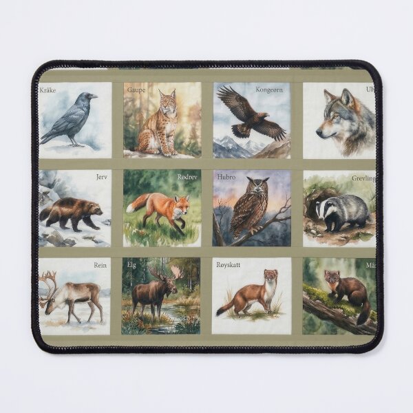 Item preview, Watercolor portraits of 12 Nordic wild animals – Repeated designed and sold by Ratatosk-AI.