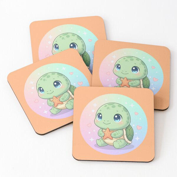 Item preview, Cute Kawaii Turtle Holding Starfish – Adorable Sea Turtle Cartoon designed and sold by LavinyArt.