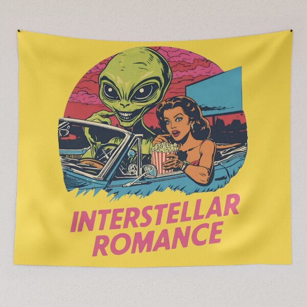 Item preview, Interstellar Romance Retro Car and Alien designed and sold by VantagePrints.