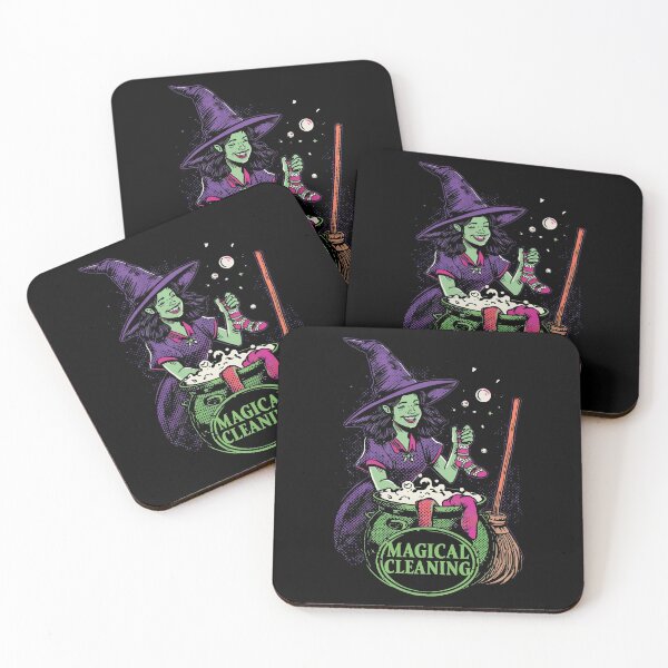 Item preview, Cheerful Witch Magical Cleaning Retro Illustration designed and sold by VantagePrints.