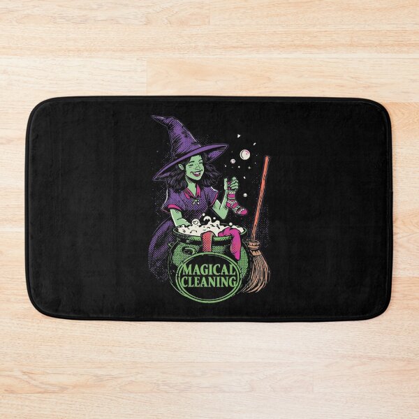 Item preview, Cheerful Witch Magical Cleaning Retro Illustration designed and sold by VantagePrints.