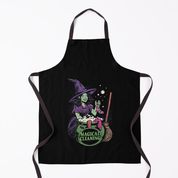 Item preview, Cheerful Witch Magical Cleaning Retro Illustration designed and sold by VantagePrints.