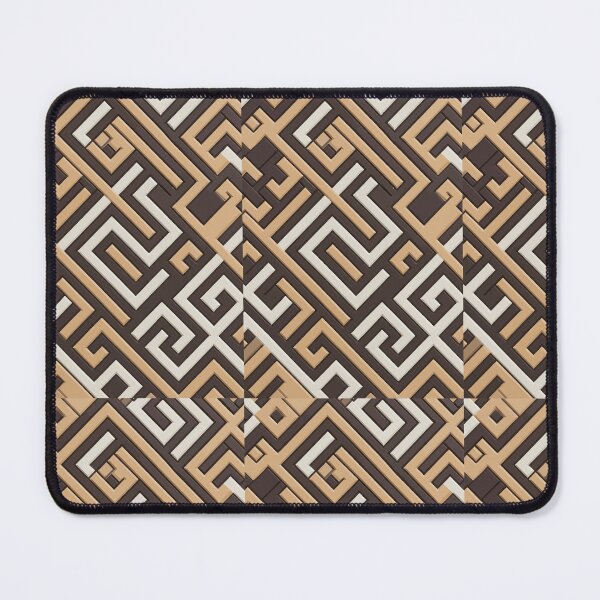 Item preview, Geometric Greek Key Maze Pattern in Earthy Brown and Beige designed and sold by RidaSalArt.