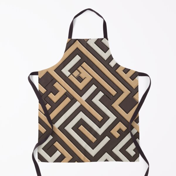 Item preview, Geometric Greek Key Maze Pattern in Earthy Brown and Beige designed and sold by RidaSalArt.