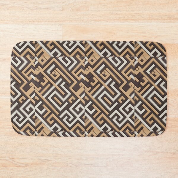 Item preview, Geometric Greek Key Maze Pattern in Earthy Brown and Beige designed and sold by RidaSalArt.