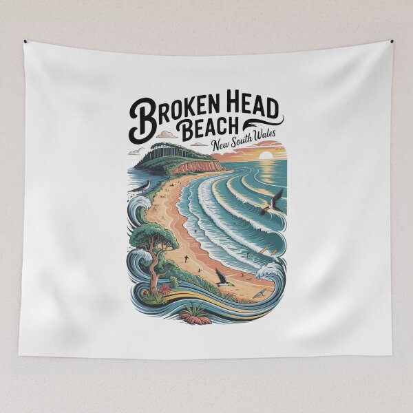Item preview, Tallow Beach NSW – Vintage Coastal Travel Illustration designed and sold by Random Designs.