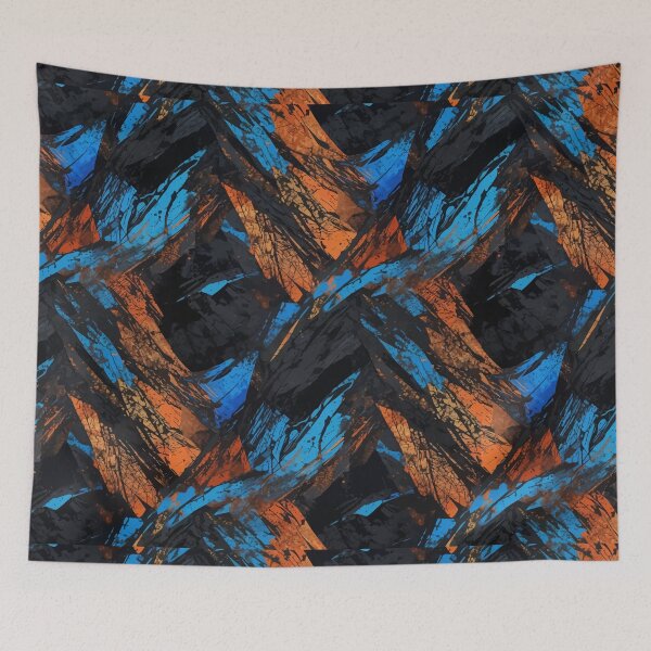 Item preview, Blue Orange Grunge Abstract Pattern designed and sold by RidaSalArt.