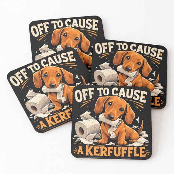 Item preview, Off To Cause A Kerfuffle Funny Dachshund Toilet Paper Dog Meme designed and sold by VibeOffline Studio.