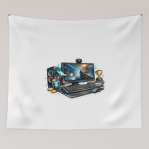 Artikelvorschau, PC Gaming Setup Retro Pixel Style entworfen und verkauft von Wolf Creator.