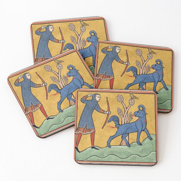 Item preview, Medieval Illustration Archer Hunting Goat Vintage Art Collectors designed and sold by RickE.