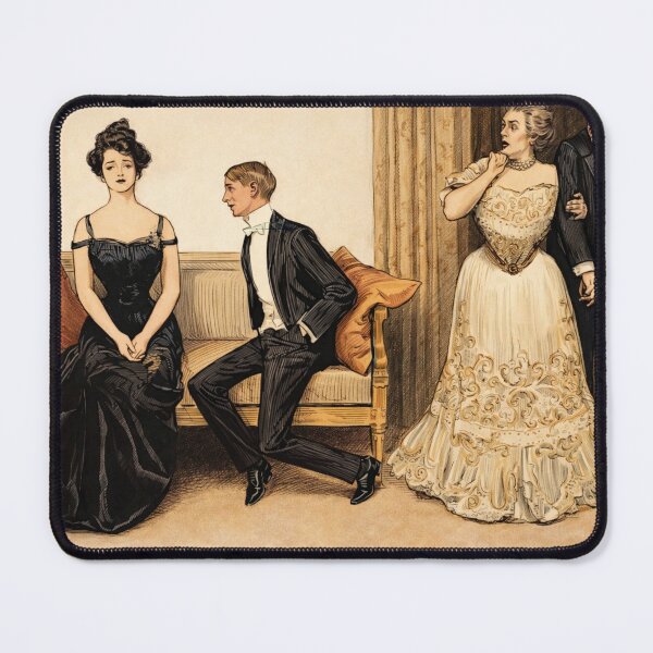 Item preview, Vintage Line Art Illustration Edwardian Couple Social Scene Classic Art Lovers designed and sold by RickE.