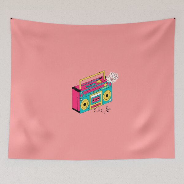 Item preview, Retro Neon Boombox with Musical Notes designed and sold by NiDev26.