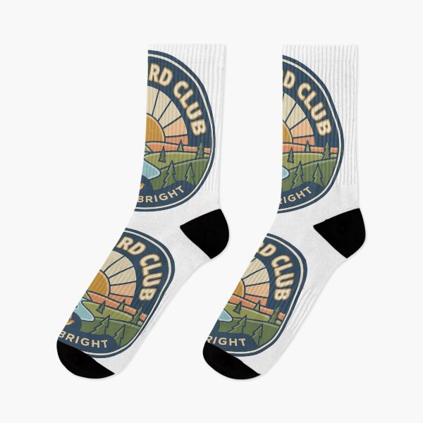 Item preview, Early Bird Club vintage badge with sunrise over peaceful countryside landscape designed and sold by Robo-toons.