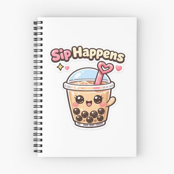 Item preview, Sip Happens - Cute Kawaii Boba Bubble Tea Pun Sticker designed and sold by inaveed.