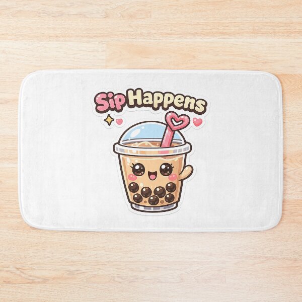 Item preview, Sip Happens - Cute Kawaii Boba Bubble Tea Pun Sticker designed and sold by inaveed.