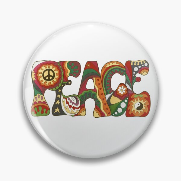 Item preview, Vintage Psychedelic Peace Art White– Retro Hippie Rainbow Groovy Peace Design designed and sold by Kellie Espie Art.