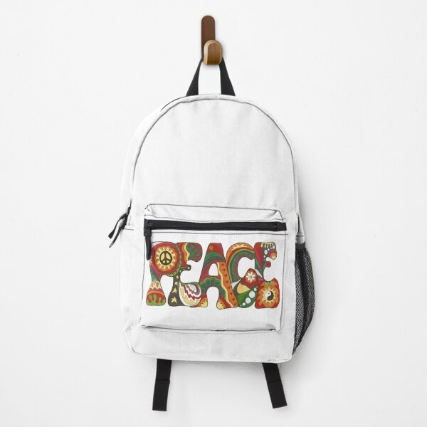 Item preview, Vintage Psychedelic Peace Art White– Retro Hippie Rainbow Groovy Peace Design designed and sold by Kellie Espie Art.