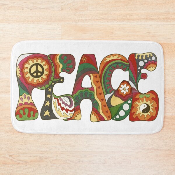 Item preview, Vintage Psychedelic Peace Art White– Retro Hippie Rainbow Groovy Peace Design designed and sold by Kellie Espie Art.
