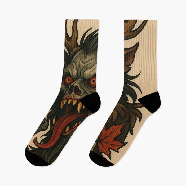 Item preview, Traditional tattoo style wendigo  designed and sold by Theweirdwarehouse.