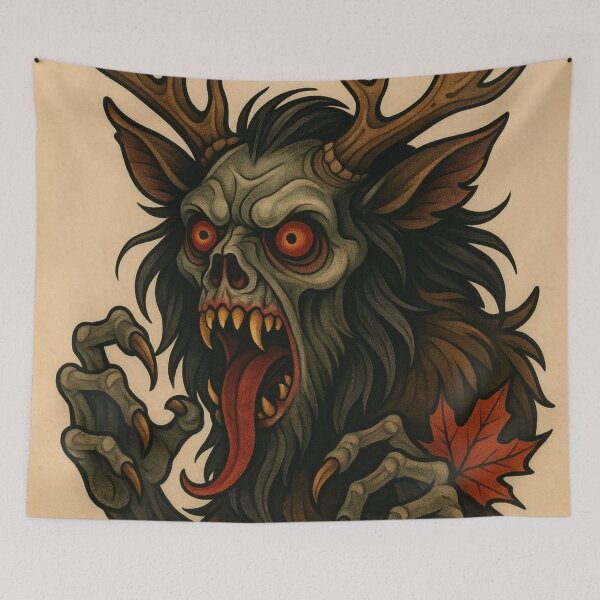 Item preview, Traditional tattoo style wendigo  designed and sold by Theweirdwarehouse.