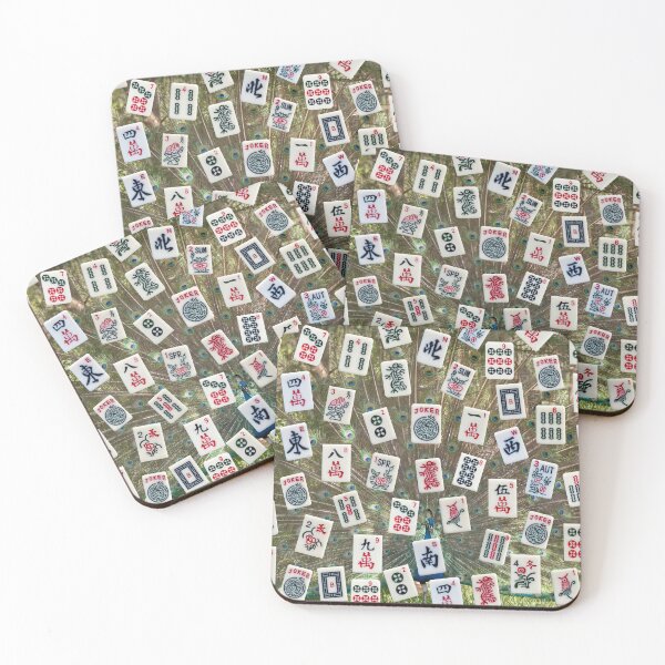 Item preview, Mahjong tiles (symbols) on Indian Peacock displaying a plumage designed and sold by Zina Stromberg.