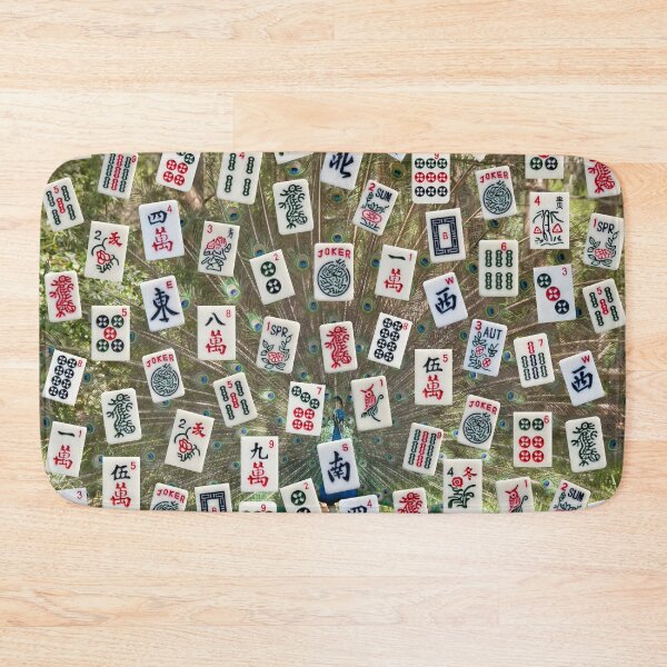 Item preview, Mahjong tiles (symbols) on Indian Peacock displaying a plumage designed and sold by Zina Stromberg.