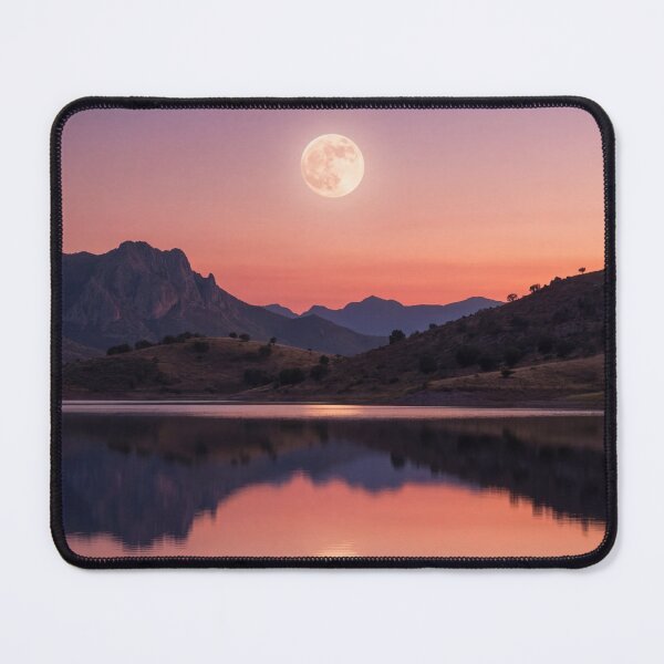 Item preview, Moonrise over a mountain lake at sunset designed and sold by StillOravisuals.